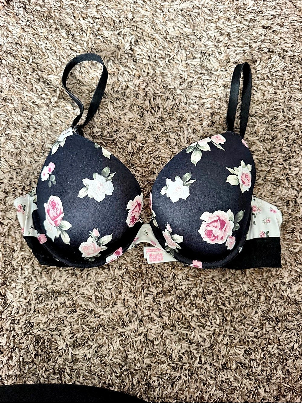 PINK Victoria's Secret Floral Bra in Black & Pink